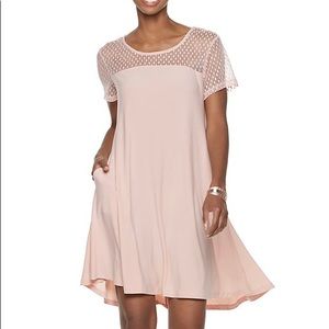 NEW Nina Leonard blush dress with mesh top